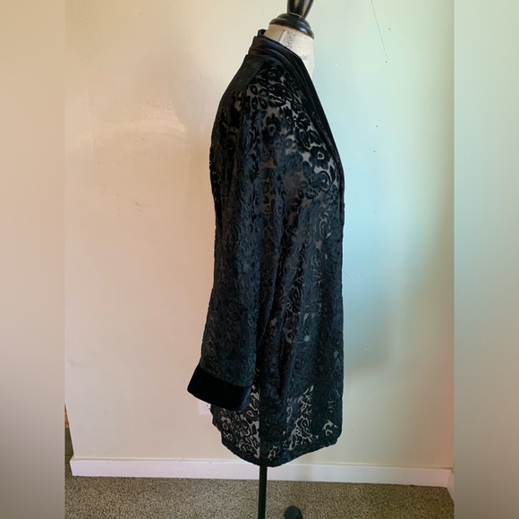 vtg Victoria's Secret Velour Sheer Black Floral Robe Gold Label Women's one size - Picture 6 of 12